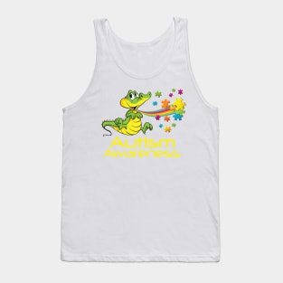 Dinosaur T-Rex Puzzle Piece Autism Awareness Gifts Tank Top